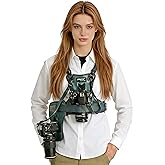 Fomito Dual Camera Harness, Multi Carrying Radio Chest Vest System with Side Holster for Canon 6D 600D 5D2 5D3 for Nikon D90 for Sony A7S for Panasonic for Olympus DSLR Cameras Climbing Wedding Travel