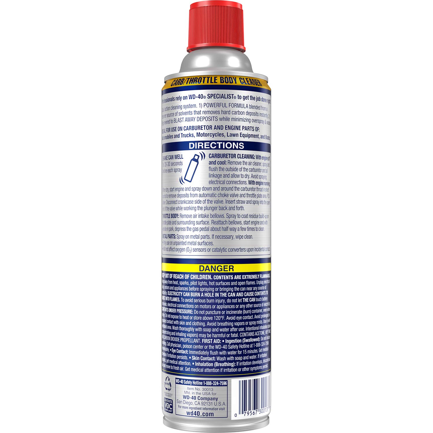 WD-40 - 300134 Specialist Carb/Throttle Body & Parts Cleaner, 13.5 OZ: Industrial & Scientific