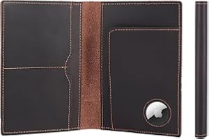 STAR VISTA Albatross Leather Travel Passport Holder, Minimalist Design, Full Grain Leather Case for Women and Men - Slim Passport Wallet, Bifold, RFID Blocking, with AirTag Holder, Dark Chocolate