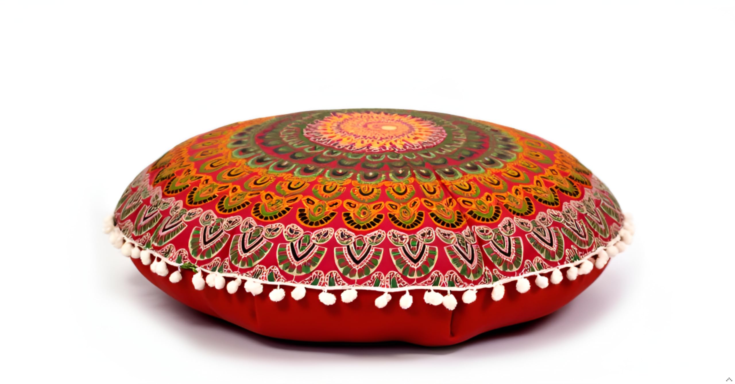 Large Round seat Floor Cushion Chair Ottoman Cover Pouf Pillow Meditation Floor Cushions for Adults Seating pouffe Ottoman Throw Covers Craft Room Furniture Sitting Cover 22 Inches Red Yellow — image 1