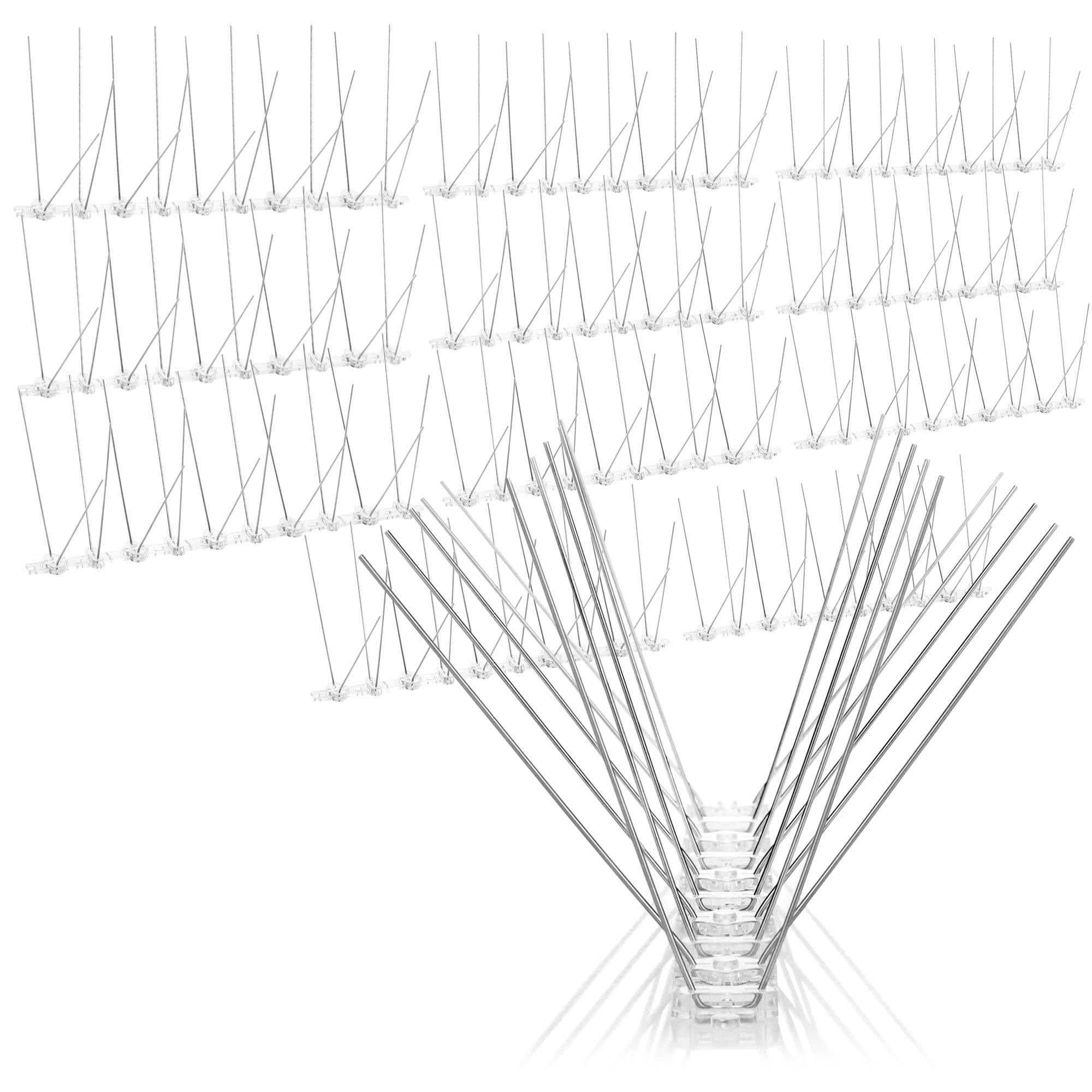 com-four® 12x premium pigeon defense spikes made of stainless steel - bird defense spikes for balconies, windows and roofs - pigeon protection spikes - bird screen 25 cm