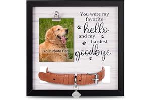 Pet Memorial Gifts for Loss of Dog Cat Remembrance and Sympathy Picture Frame Pets Passing Away Photo Frame with Collar Stora