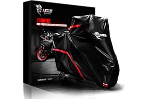 MZS Motorcycle Cover - All Season Weather Outdoor Waterproof Protection fits up to 86 inch L Compatible Sport Bikes Cruiser - Vents Night Reflective Tear Scratch Proof Sunblock Adjuster Buckle