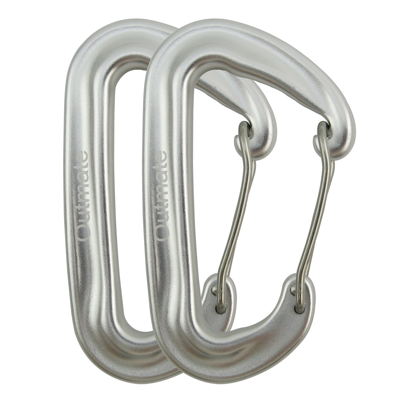 Outmate Carabiner Clip,12kN Aluminium Alloy Wiregate Carabiners,Heavy Duty Clips 2645lbs/1200kg,Perfect Gear for Hammocks Camping Hiking Keyring and Utility(Wire gate,2 Silver)