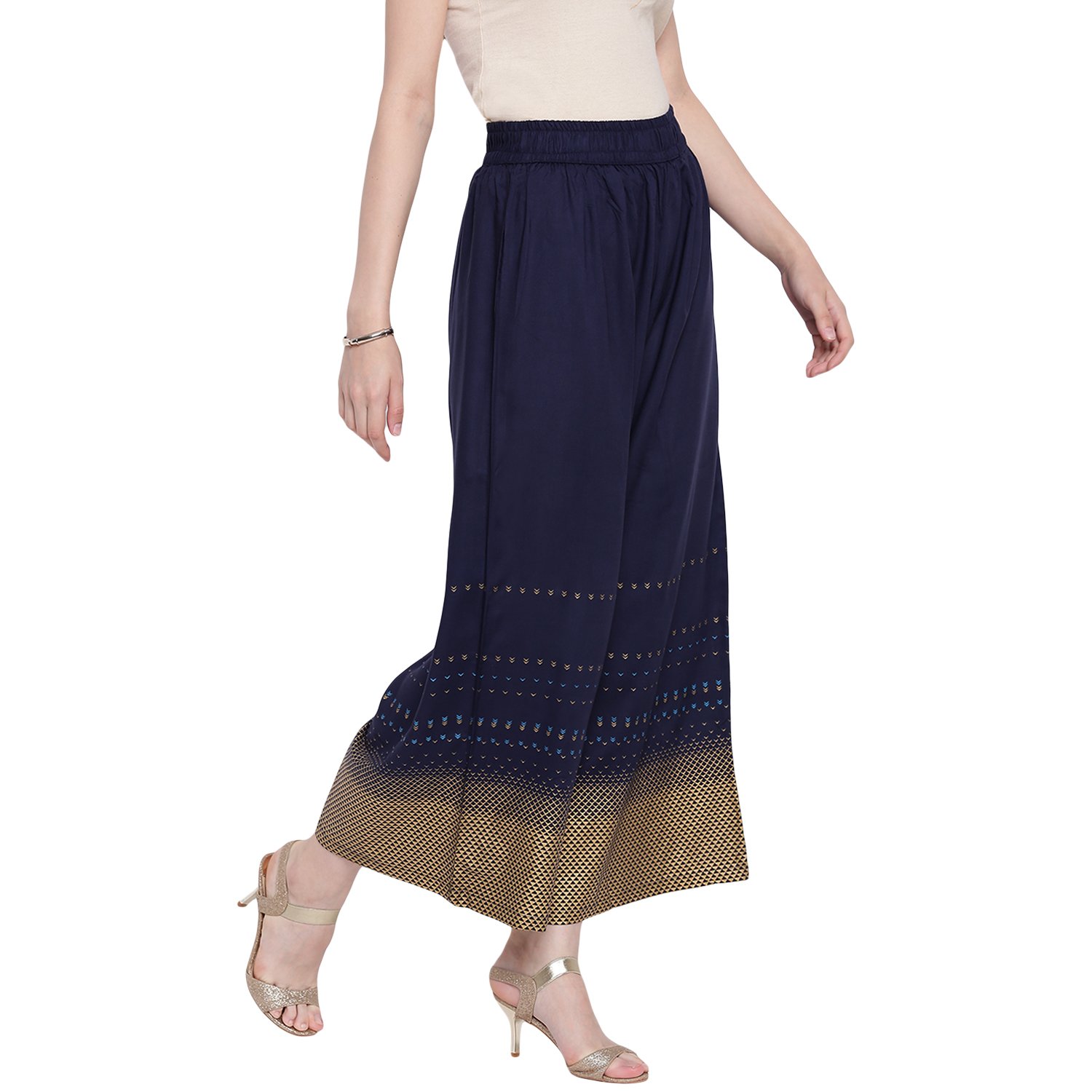 pinky pari screen printed rayon blue straight festive kurta with printed rayon palazzo