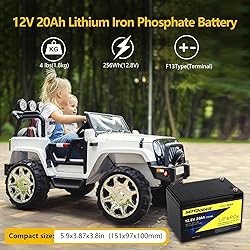 SEFEPODER 12V 20Ah Lithium LiFePO4 Deep Cycle