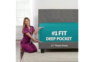 DEALUXE Queen Fitted Sheet Only Deep–Pocket – Extra Deep Pocket Queen Fitted Sheet – 21” Fitted Sheets Perfectly Fit 17”–23” Deep Mattress & Toppers – Lovely Joyful Feel – 1 Bottom Sheet Queen Size – Teal