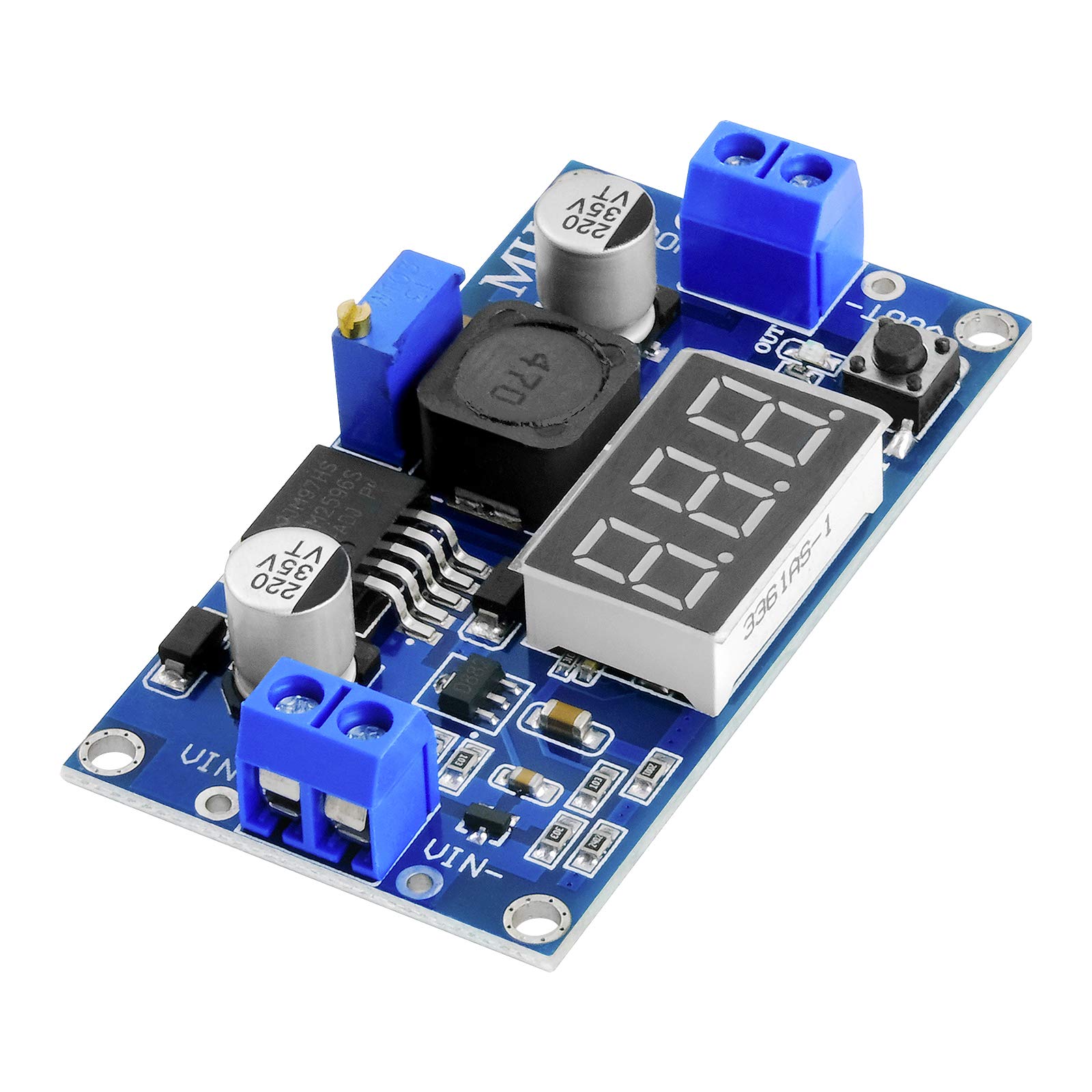 AZDelivery Compatible with LM2596S LM2596 DC-DC 3 Digit Voltmeter Display 3.3V 24V Step-down Module, with Digital Display, including E-Book!