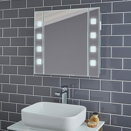 Pebble Grey Pyrus Illuminated Led Bathroom Mirror Cabinet With Shaver Socket And Concealed Heated Demister Mirror Pad Motion Sensor Switch 650 X 600 Ip44 Rated 10 Year Guarantee Amazon Co Uk Kitchen Home