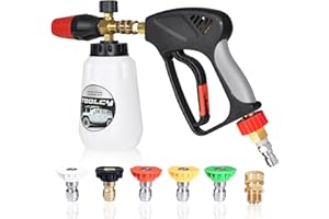 TOOLCY Foam Cannon Kit with Pressure Washer Gun 5000 PSI, 5 Nozzle Tips, 1/4" Quick Connector, 1L Bottle, Quick Release, Industrial Grade
