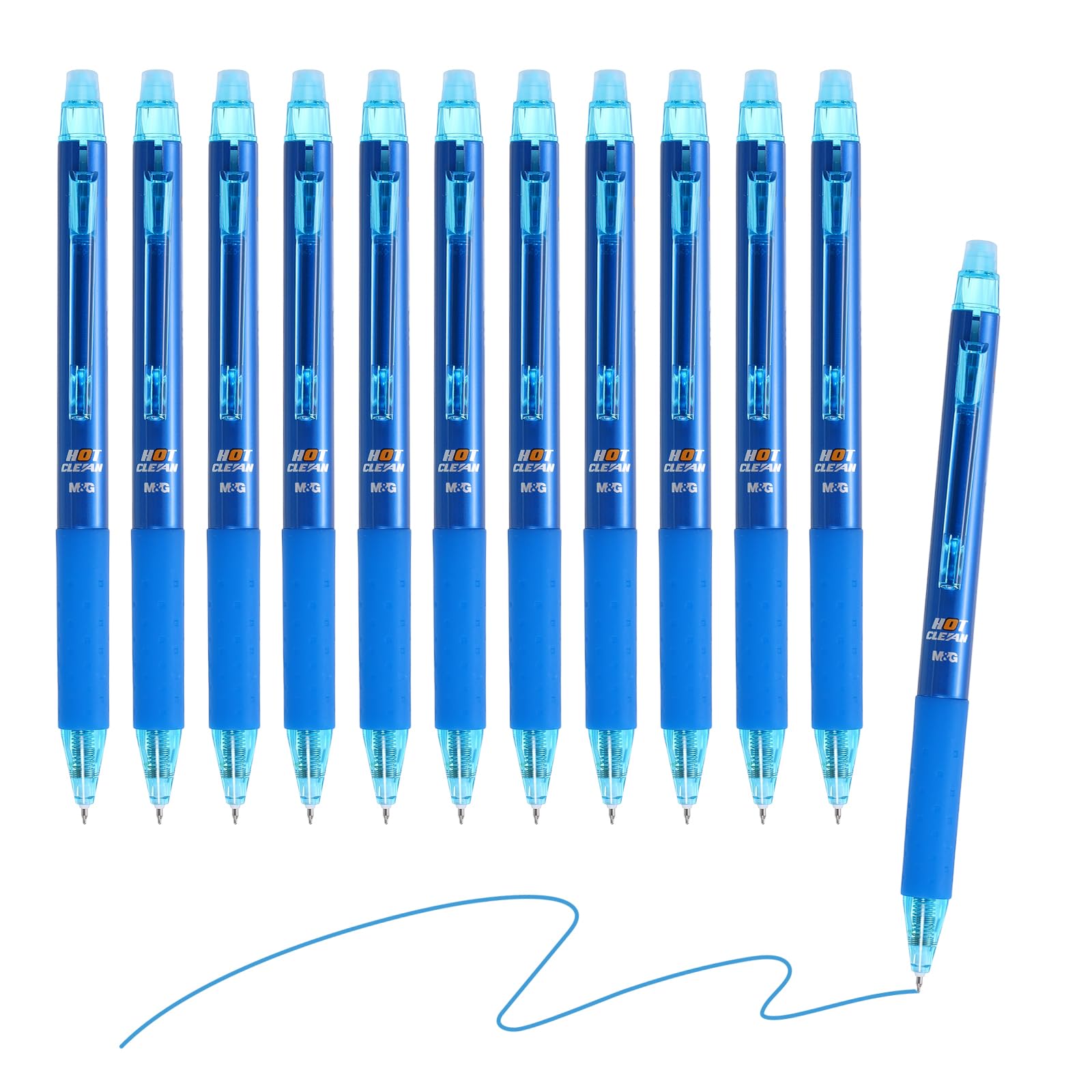 M&G Gel Pen Medium Point 0.5mm, 12 Pack Quick Dry Smooth Retractable Light Blue Gel Ink Rollerball Pen for Home Office Writing Note Taking Journaling Business, Style 9