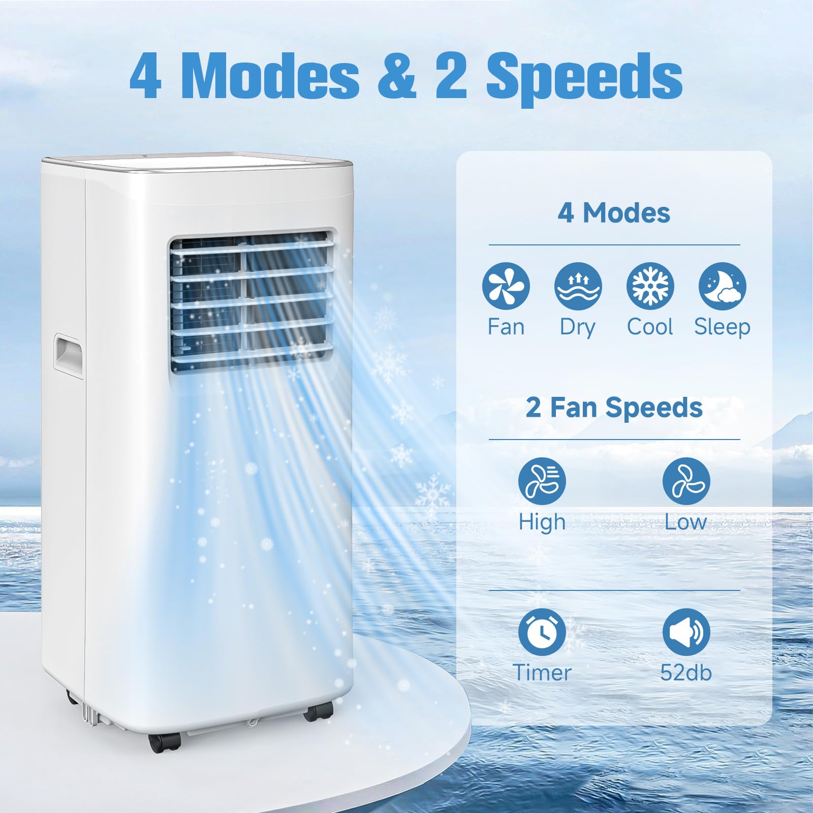 Coolblus Portable Air Conditioner,8500 BTU Portable ac units up to 360 Sq.Ft,Portable ac units for Homeowner,Renter,family White