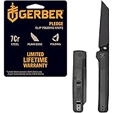 Gerber Gear Pledge Pocket Knife with Pocket Clip - 3.7" Full Panel Plain Edge Blade Folding Knife - EDC Gear and Equipment - Omni Gray