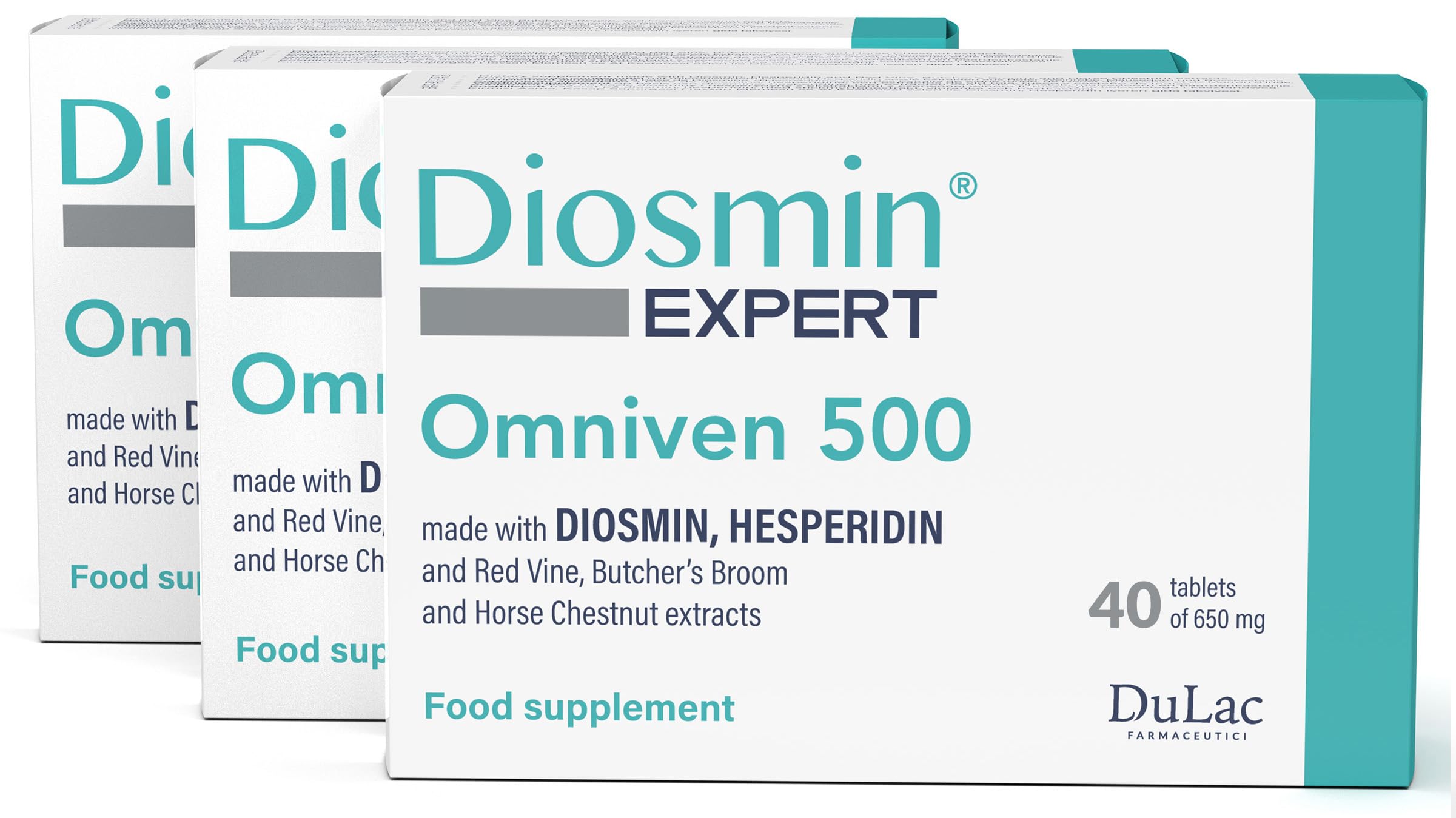 Dulac – Diosmin Omniven 500, Food Supplement for Leg Support Circulation, 120 Tablets 3x40, for Heavy and Tired Legs, Helps Improve Blood Flow, with Diosmin and Hesperidin, Made in Italy