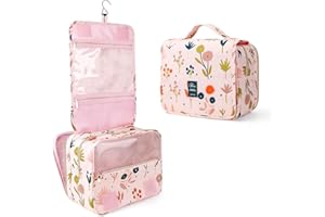 MissBoy Hanging Toiletry Bag for Women, Travel Makeup Bag Organizer, Water-Resistant Cosmetic Bag for Toiletries Accessories Essentials - Floral Printed