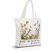 Nuhany Christian Gifts Canvas Tote Bag Aesthetic for Women, Religious Birthday Gifts Reusable Grocery Shopping Bags