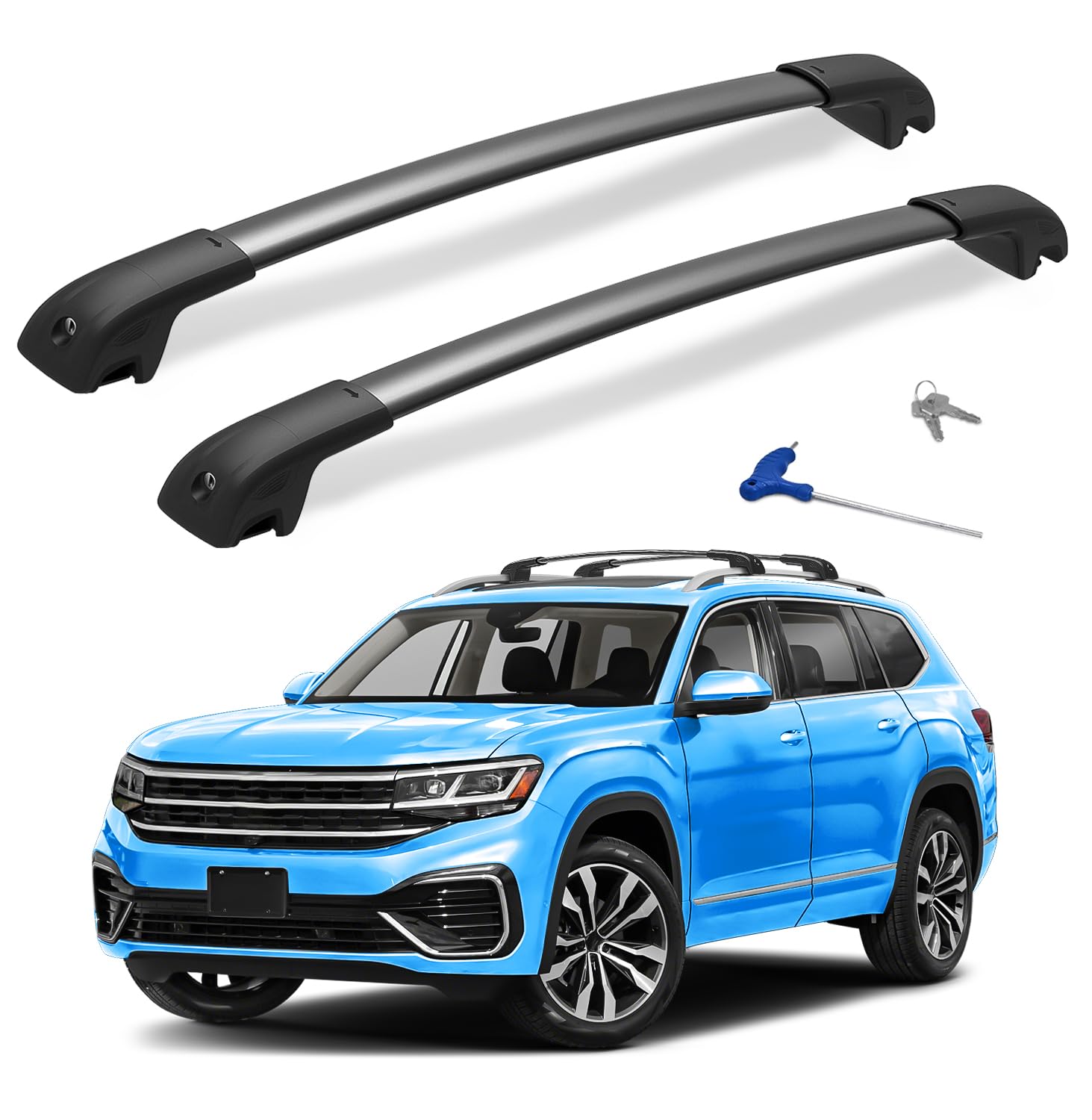 Photo 1 of **NO MOUNTING BRACKETS***HmmtyRack Lockbale 300lbs Roof Rack Cross Bars Fit for Volkswagen VW Atlas 2017-2026 (Not for Atlas Cross Sport), Heavy Duty Aluminum Roof Rails Crossbars Rooftop Cargo Bars Luggage Bike Kayak Racks