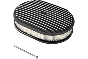 TBAPFS 12" Air Cleaner Kit Black Aluminum Oval Full Finned Compatible with Classic Chevy Ford