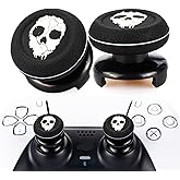 Playrealm FPS Thumbstick Extender & Printing Rubber Silicone Grip Cover 2 Sets for PS5 Dualsenese & PS4 Controller (Ghost)