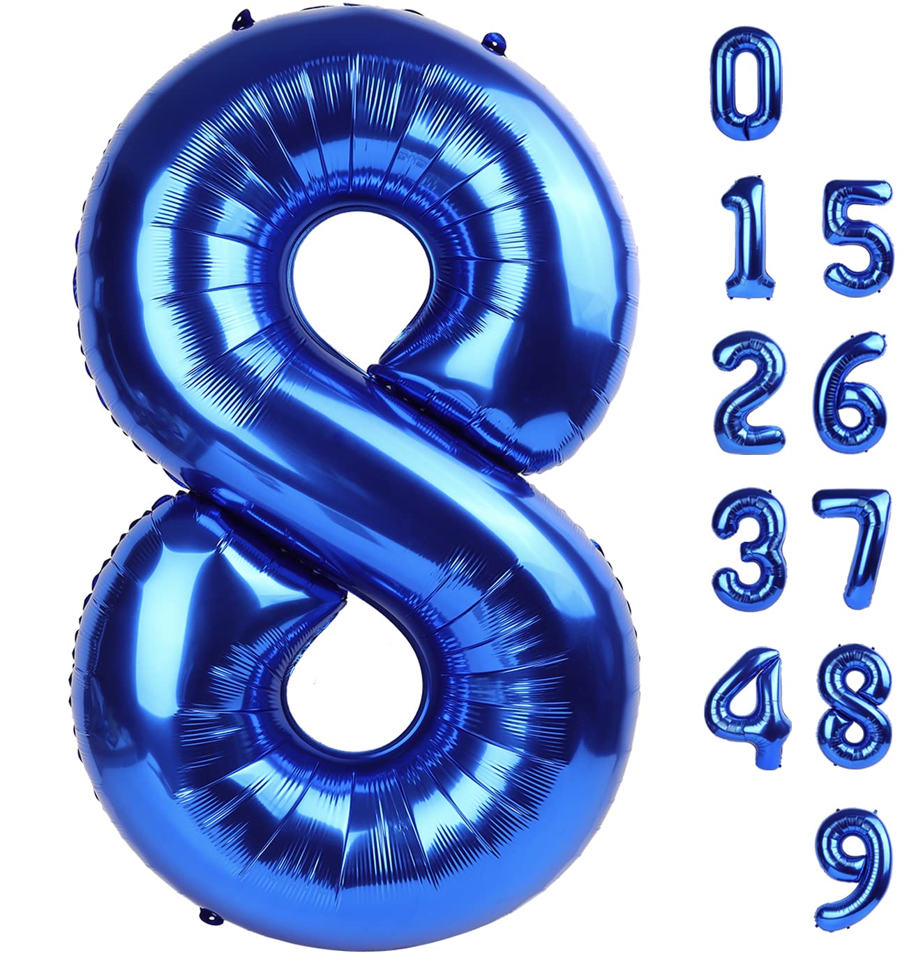 Photo 1 of 40 Inch Number 8 Balloon, Navy Blue 8 18 28 80 Birthday Balloons for Men Boys, 8th Birthday Decorations Party Supplies, Wedding
