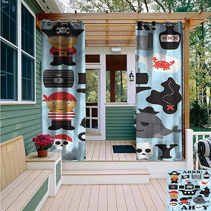 Amazon Com Beihai1sun Pergola Curtain Kids Ahoy Pirate Themed