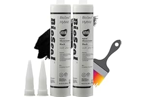 ZERED Black Paintable Hybrid BioSeal Silicone Sealant Caulk Paintable Waterproof 10.1 oz Black Caulking Silicone Adhesion for RV/Auto/Metal/Glass for Leak Sealing - Pack of 2