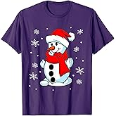 Funny Christmas Snowman Tee Cute Santa Men Women Kids Gift T-Shirt