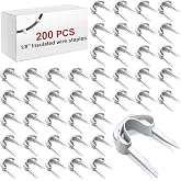 Tandefio 200 Pcs Insulated Wire Staples, U Type 1/8 Inch Cable Tacks, White | Insulated U Type Wire Staples, Securing Low Voltage Speaker, Telephone Thermostat Cables, Efficient Cable Clips
