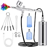 Slskbut Handheld Airbrush Kit with Compressor - 32PSI High Pressure, Portable Cordless Air Brushes, Dual Action Airbrush Gun Set, Ideal for Painting, Makeup, Nail Art, Tattoo, Model and Cake Coloring