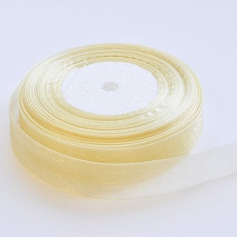 Amazon 手作り工房 My Mama オーガンジーリボン 25mm幅 50ヤード ラッピング カチューシャ バレッタ チョーカー リボンタイ 手芸 レモンイエロー リボン 通販
