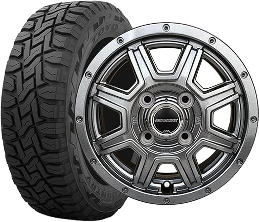 Amazon タイヤ 145 80r12 Lt オープンカントリー Rt トーヨータイヤ ホイール ロードマックス マッドライダー 12 4 0 100 4 42 Jwl T メタリックグレー 12インチ 軽トラック タイヤ 4本 ホイールセット R T タイヤ ホイールセット 車 バイク