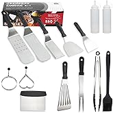 15PCS Grill Accessories Grilling Gifts for Men/Women - Premium Stainless Steel Spatula, Flipper, and Burger Press, Barbecue Utensils Tool Kit Gift for Grilling Lover Outdoor