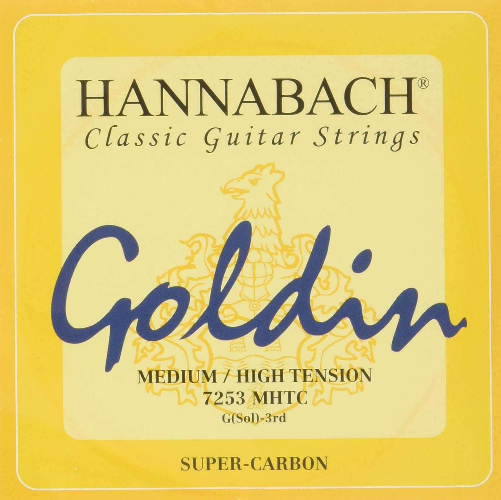 Hannabach Classical Guitar Strings Series 725 Medium/High Tension Goldin Super Carbon - G3 - 7253MHTC