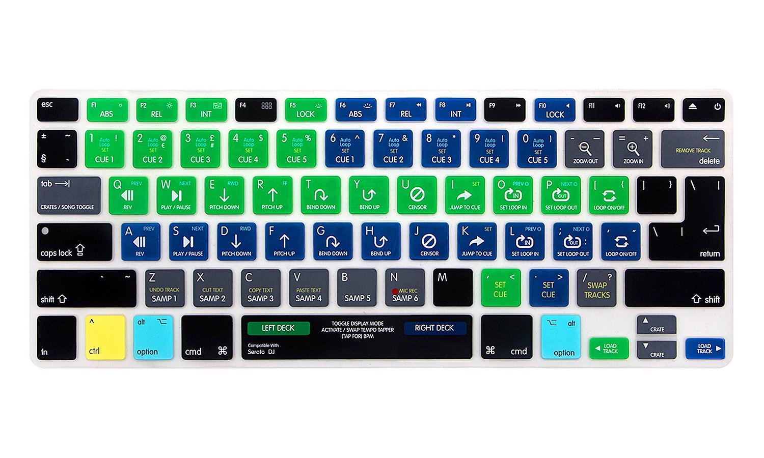 MMDW Serato DJ Shortcuts Keyboard Skin Hot Keys DJ Keyboard Cover for MacBook Pro 13" 15" 17"(with or w/out Retina Display) Silicone Skin for MacBook Old Air 13", European/USA Keyboard Layout
