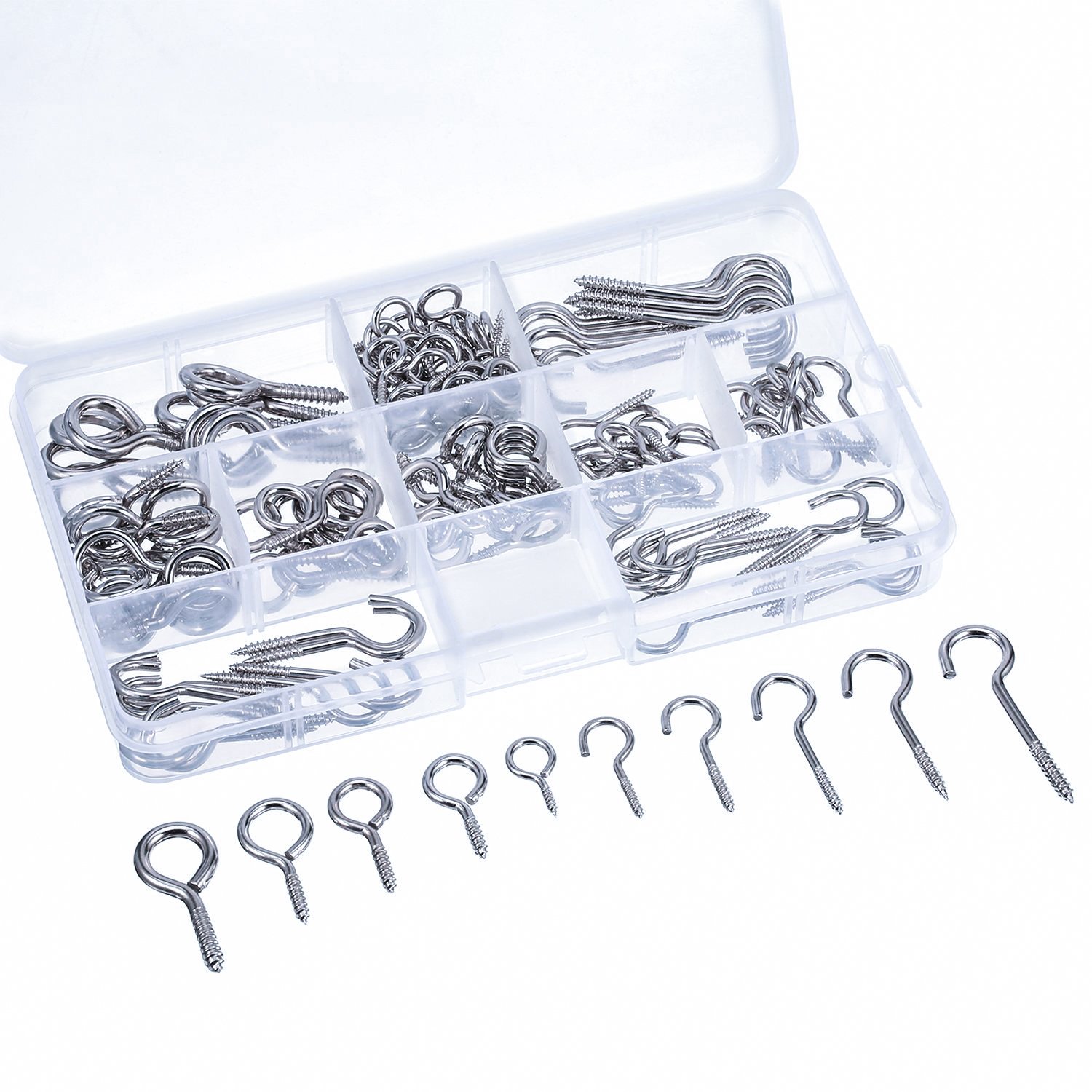 Buy Bememo Screw Hooks and Screw Eyes Kit, Assortment Size Ceiling Hooks Cup Hooks and Eye Bolts