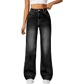 Trendy Queen Women High Waisted Straight Wide Leg Jeans Stretch Baggy Pants | High Rise Denim, Relaxed Fit Trousers, Retro Y2