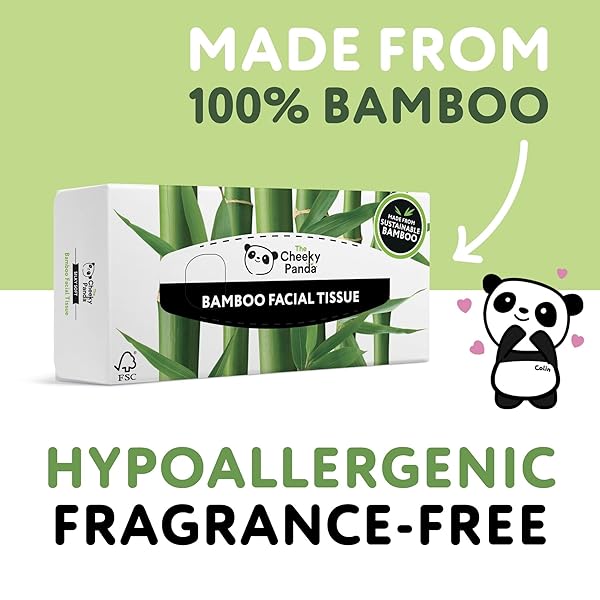 THE CHEEKY PANDA BAMBOO FACIAL TISSUES BOXES | FLAT TISSUE BOX (80 TISSUES PER BOX) | SOFT 3 PLY BAMBOO TISSUE PAPER