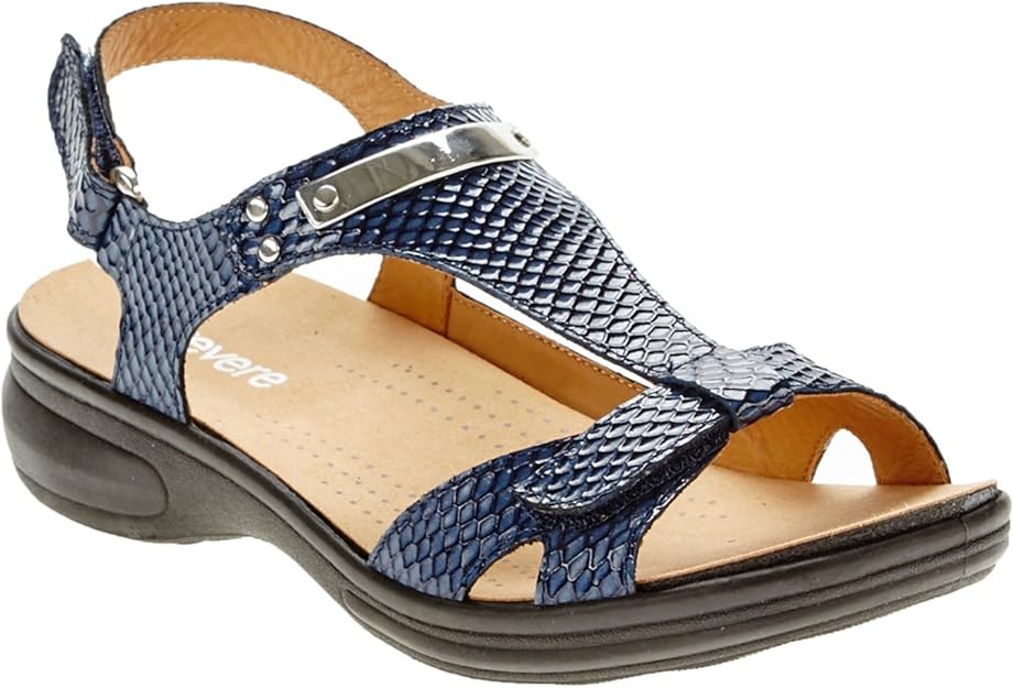 The Revere Santa Monica is a casual women's leather backstrap sandal with two adjustable hook 