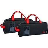 MELOTOUGH Small Canvas Tool Bag Tool Tote Bag with Zipper Utility 14 Inch Tool Organizer Bags for Electrician,Construction,Plumbing,HAVC (Black 2 Packs)
