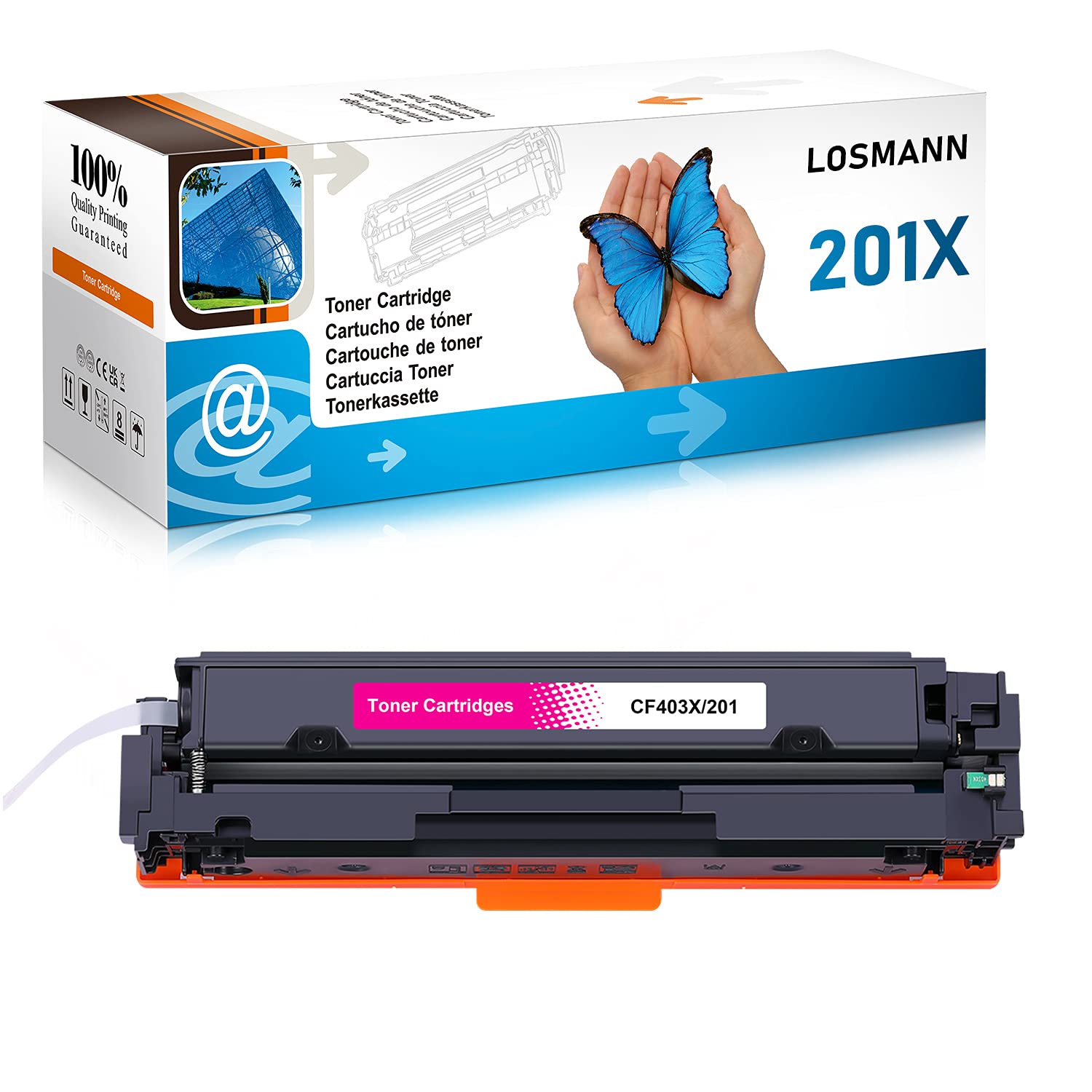 LOSMANN 201X Toner Cartridges Replacement for HP CF403X 201A CF403A for HP Color LaserJet Pro M252dn M252dw M252n M270 Series M274dn M274n MFP M270 Series MFP M277c6 MFP M277dw MFP M277n (1 Magenta)