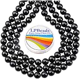 LPBeads 80Pcs Polished 10mm Round Natural Obsidian Gemstone Loose Beads with Stretch Cord for Jewelry Making Bracelets