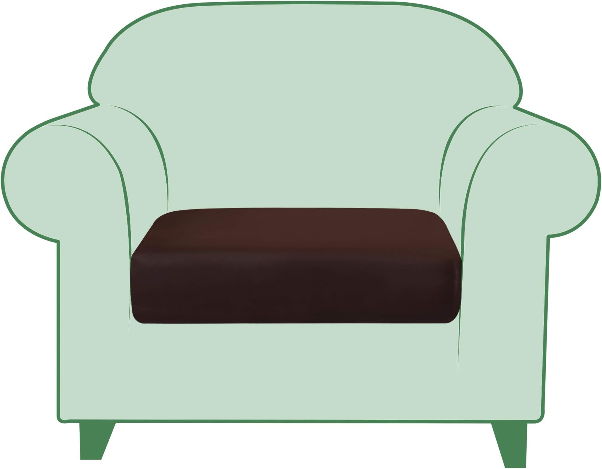 TIKAMI Stretch Cushion Cover PU Leather Seat Cushion Cover Outdoor Furniture Protector Sofa Slipcover Waterproof Cushion Cover for 1 Seater（Chocolate）