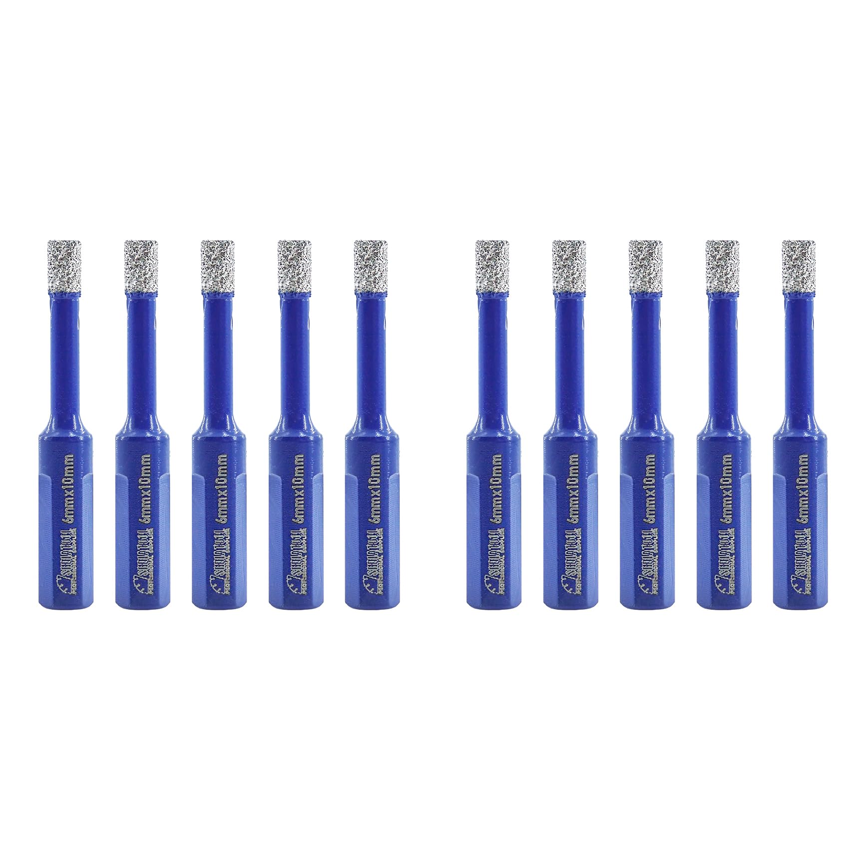 SHDIATOOL Diamond Drill Bits 10mmx10,Core Bits with Triangle Shank Hole Saw Cutter for Porcelain Tile Marble Ceramic Granite,Dry Wetting Drilling, 10pcs Total