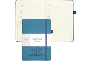 Daofary Address Book with Alphabetical Tabs - Small Address Keeper Book (5.3 * 7.6 in) with Inner Pocket, Hardcover Address Notebook for Store Your Important Informations (Sky Blue)