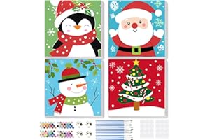 MEIYUDA 4 Pack Christmas Paint by Numbers Framed for Kids, Santa Claus Kids Paint by Numbers Kit for Ages 4-8-12, Children DI