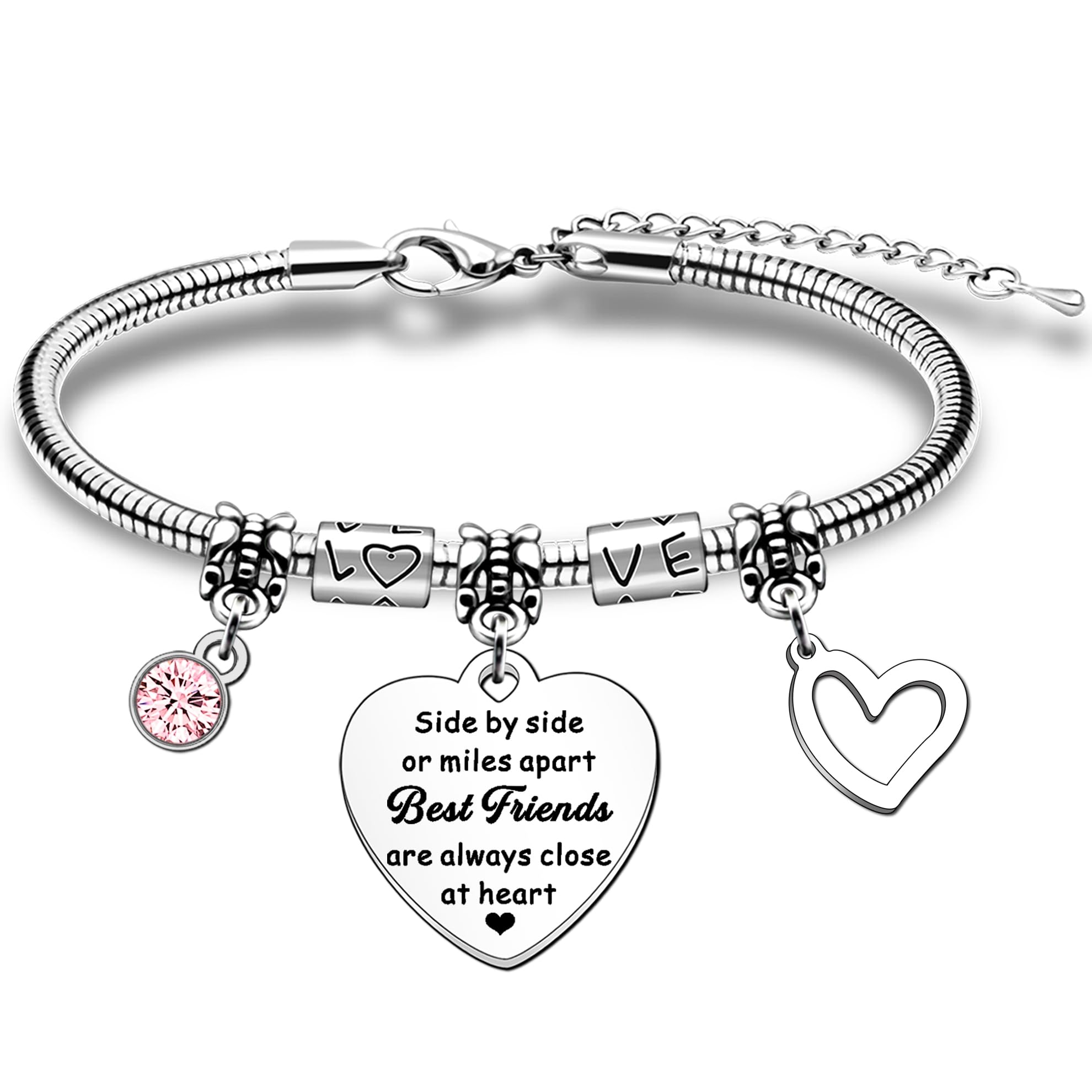 HULALA Charm Best Friend Bracelets For Women Girls Birthday Christmas Friendship Long Distance Side By Side Or Miles Apart Best Friends Are Always Close At Heart