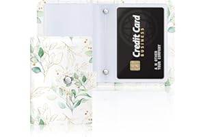 Rouidr Business Card Organizer, RFID Small Slim Business Card Book Holder Wallet for Women, Eucalyptus Leaf