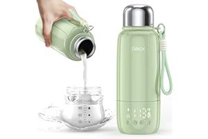 QIBOX Portable Bottle Warmer for Travel - 3Min Fast Heating of Breast Milk and Formula, 36W Fast Charge, 17 Ounces Large Capacity, Baby Bottle Warmer On The Go for Outdoor Airplane and Car
