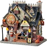 Lemax Bigfoot Brewhaus Lighted Building, #35006, 7.87-in Halloween Display | Monsters Kick Back for a Drink at the Brewhaus | 7.87 x 7.68 x 5.51 In, 3 AA Batteries or Adaptor | Spooky Town Display