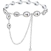 YooAi Chain Belt for Women Metal Waist Round Crystal Body Chain for Dress